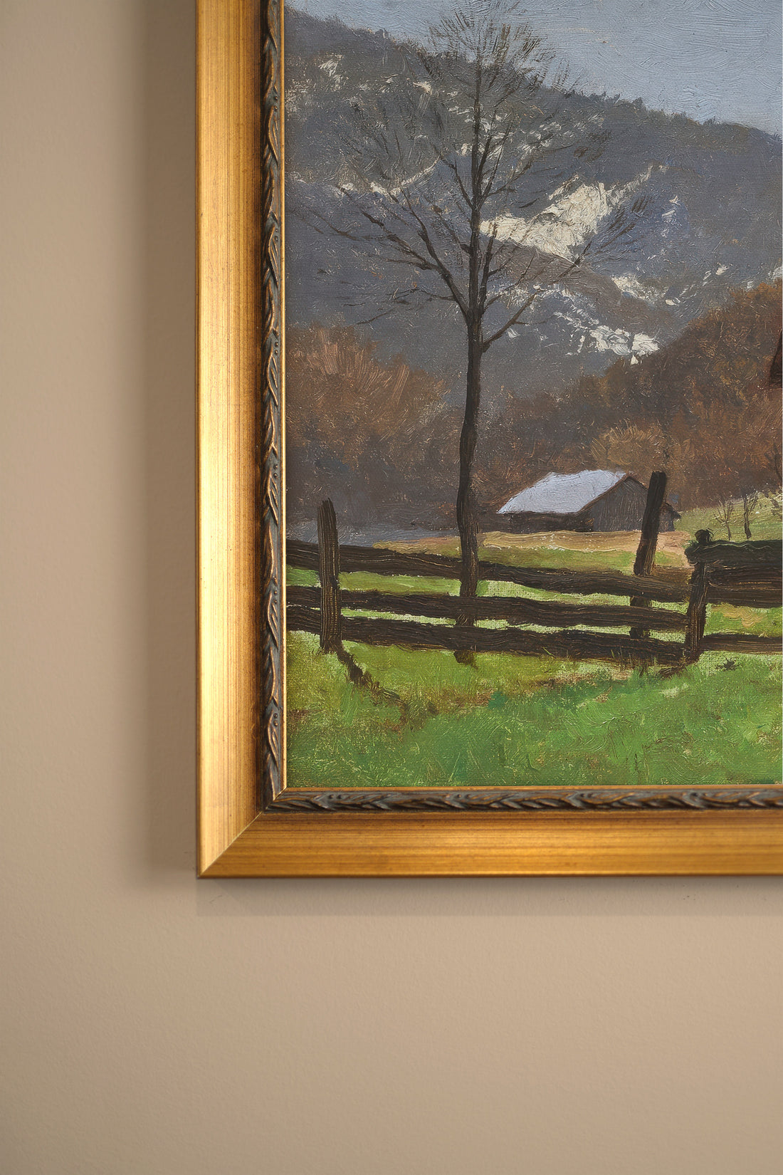 FADING WINTER, Oeuvre sur toile rigide, encadré Vintage Or