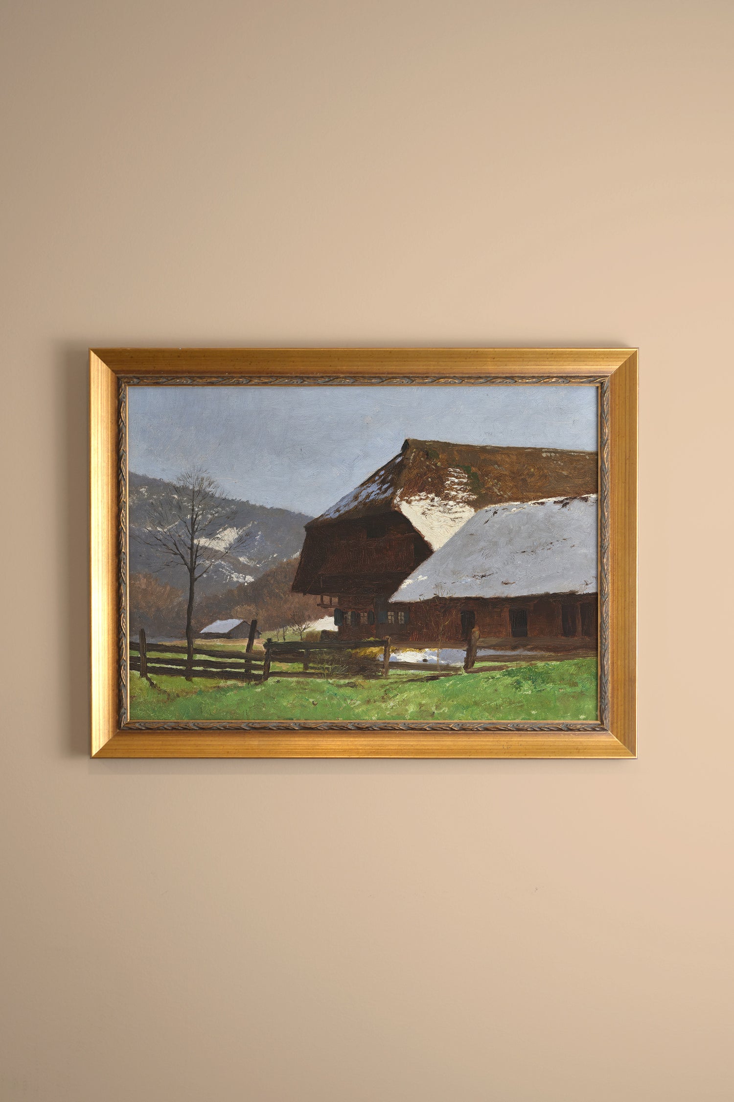 FADING WINTER, Work on canvas, framed Vintage Gold