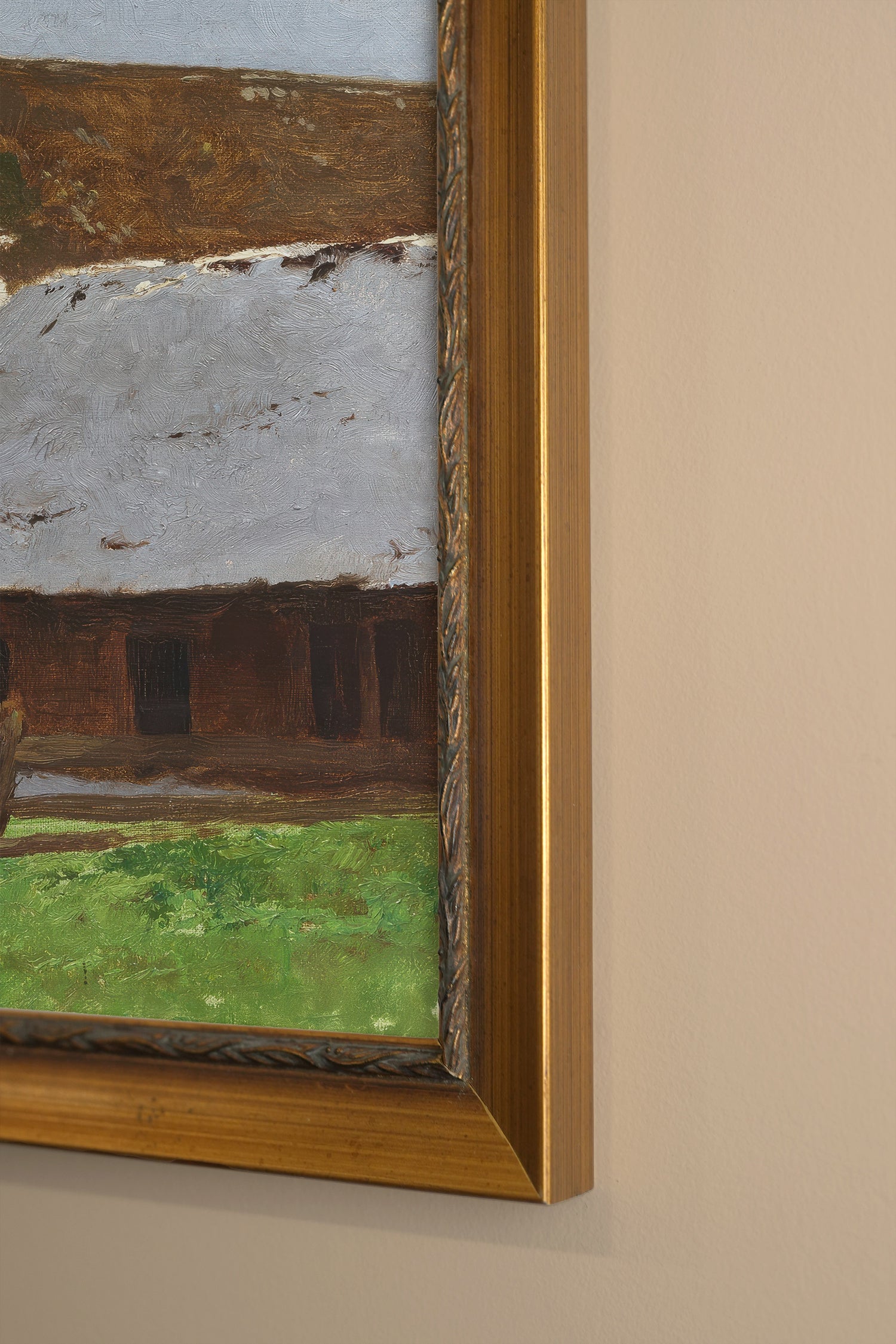 FADING WINTER, Work on canvas, framed Vintage Gold