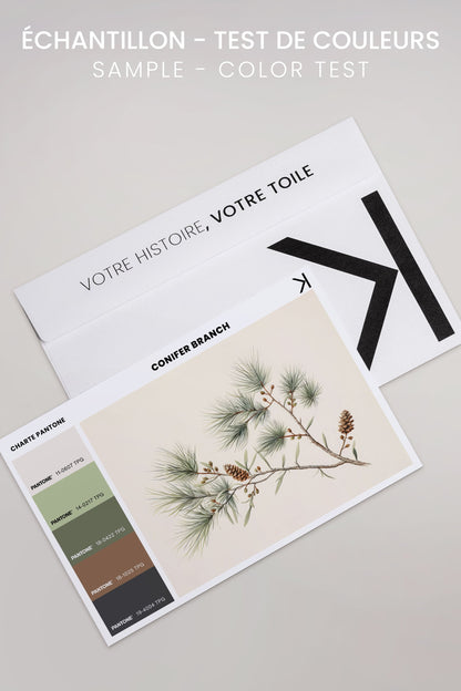 OLEKA CANVAS - Conifer Branch, Oeuvre sur toile étirée, encadré Noir