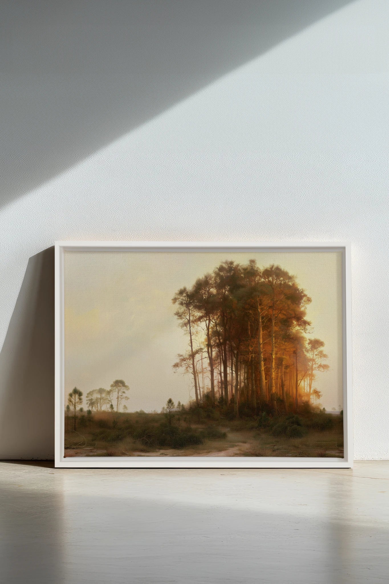 LISIERE DU JOUR, Artwork on stretched canvas, White frame