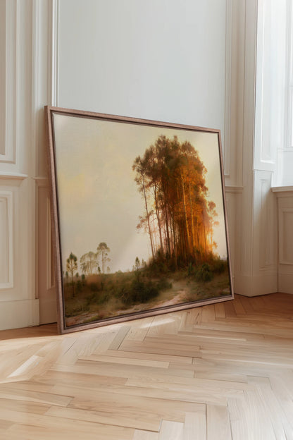 LISIERE DU JOUR, Artwork on stretched canvas, Oak Brown frame