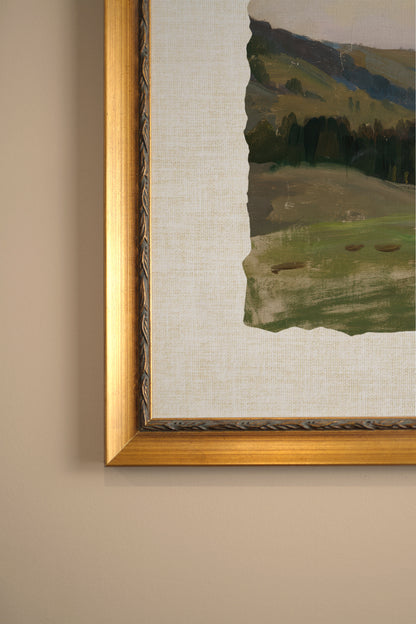 ÉCHOS DU VALLON, Artwork on stretched canvas, framed Vintage Gold