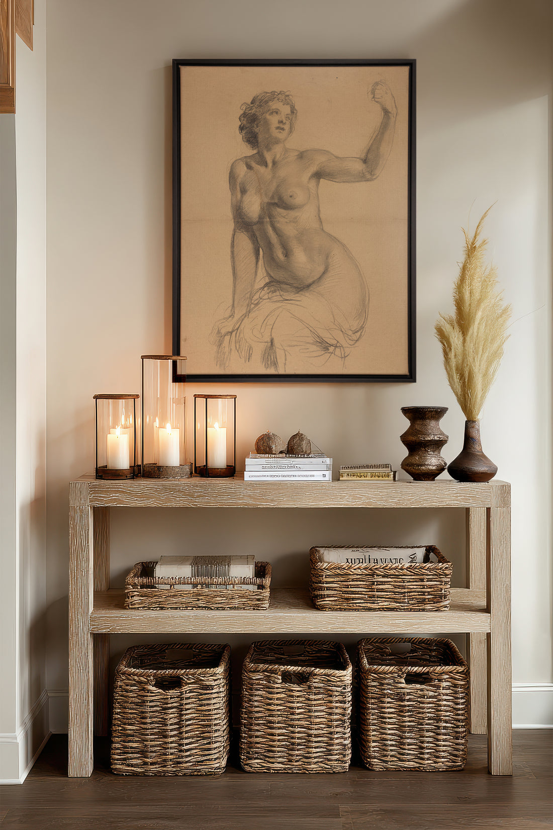 TIMELESS MUSE, Artwork on stretched canvas, framed in black