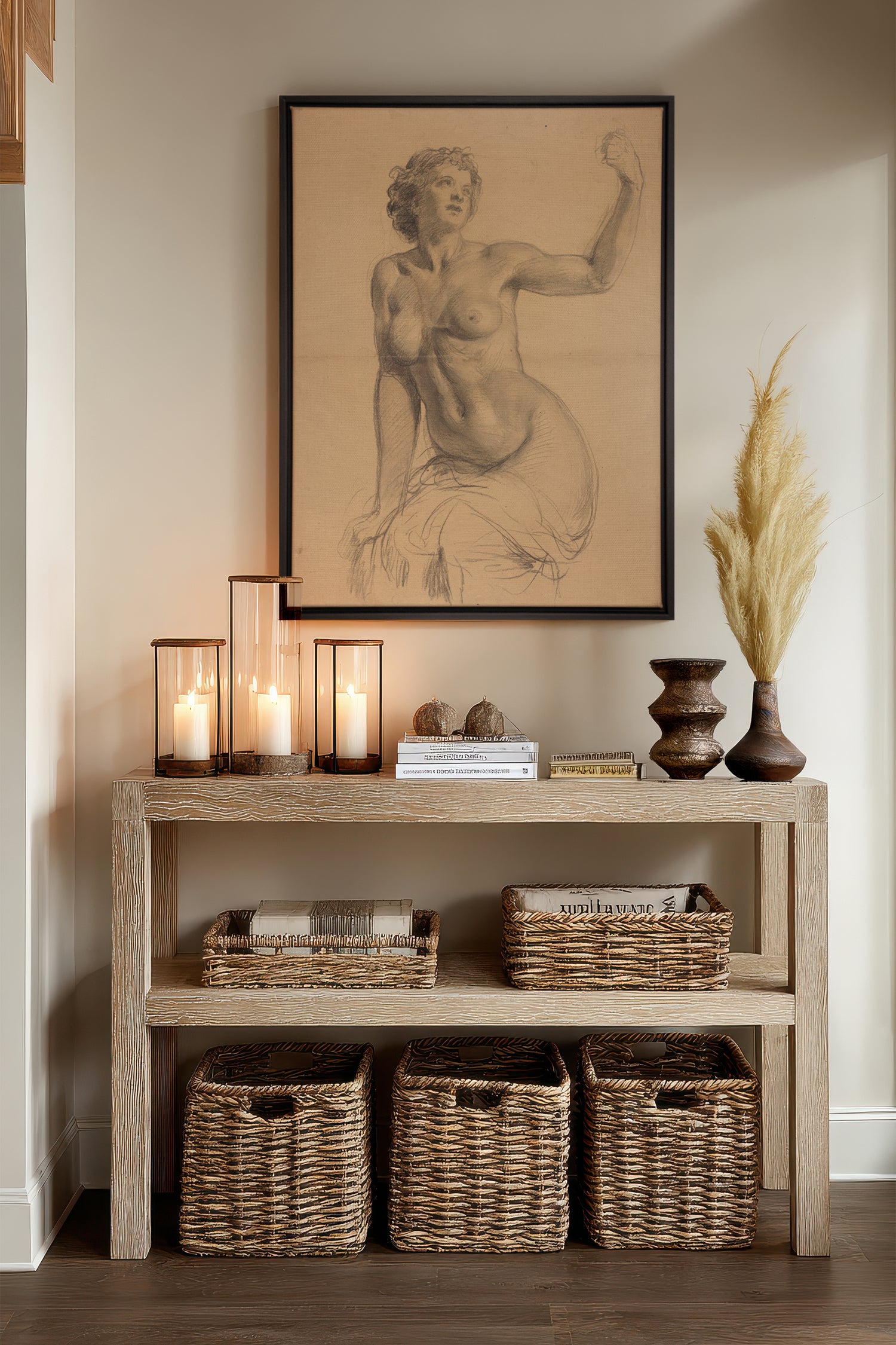 TIMELESS MUSE, Artwork on stretched canvas, framed in black