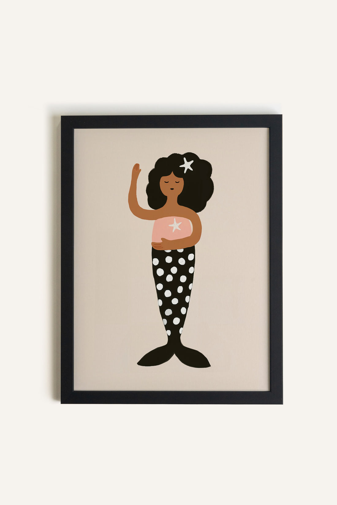 SIRÈNE ÉTOILÉE, Artwork on rigid canvas, framed in black