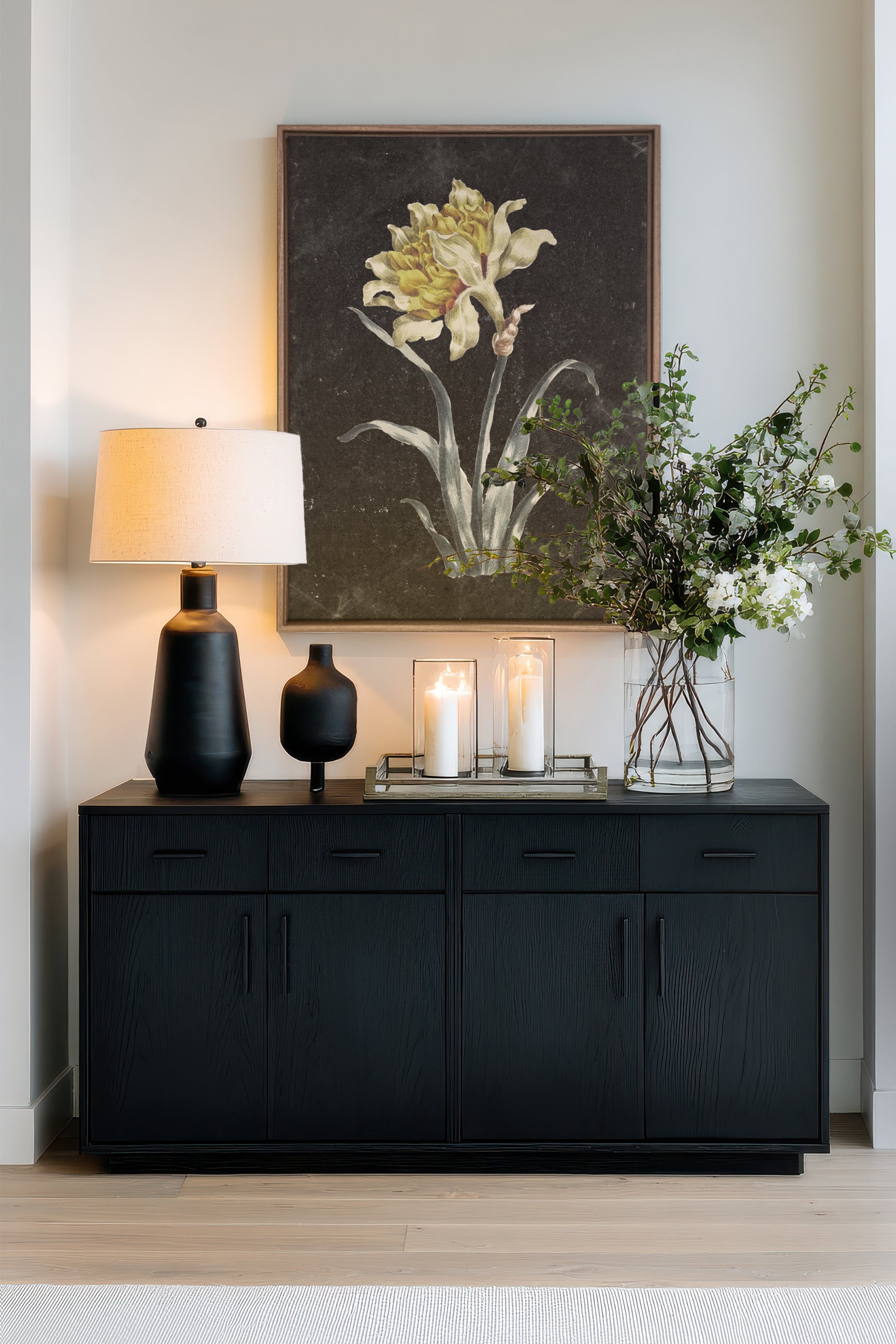 PRECIOUS FLORA, Work on stretched canvas, framed Oak Brown