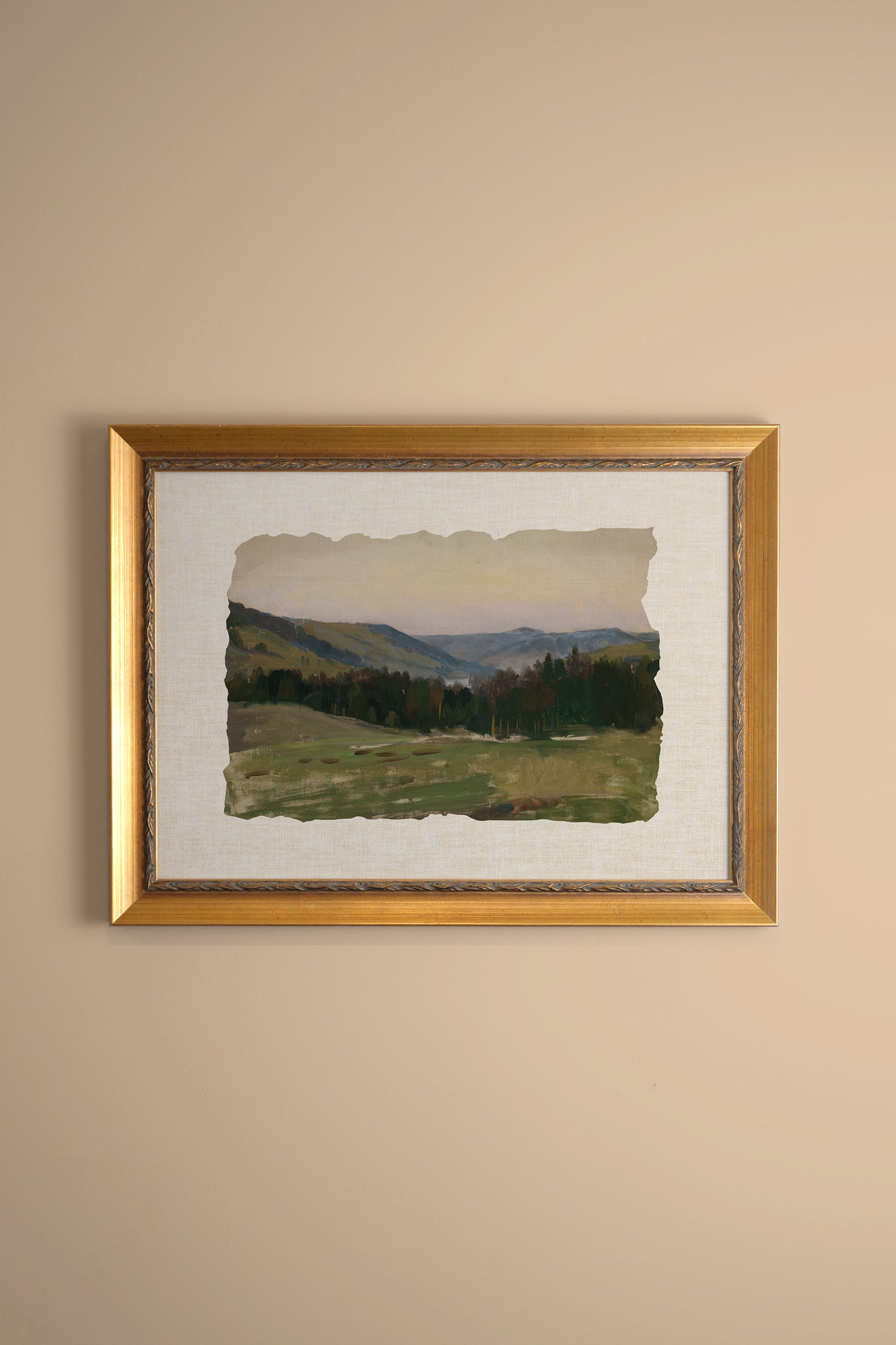 ÉCHOS DU VALLON, Artwork on stretched canvas, framed Vintage Gold