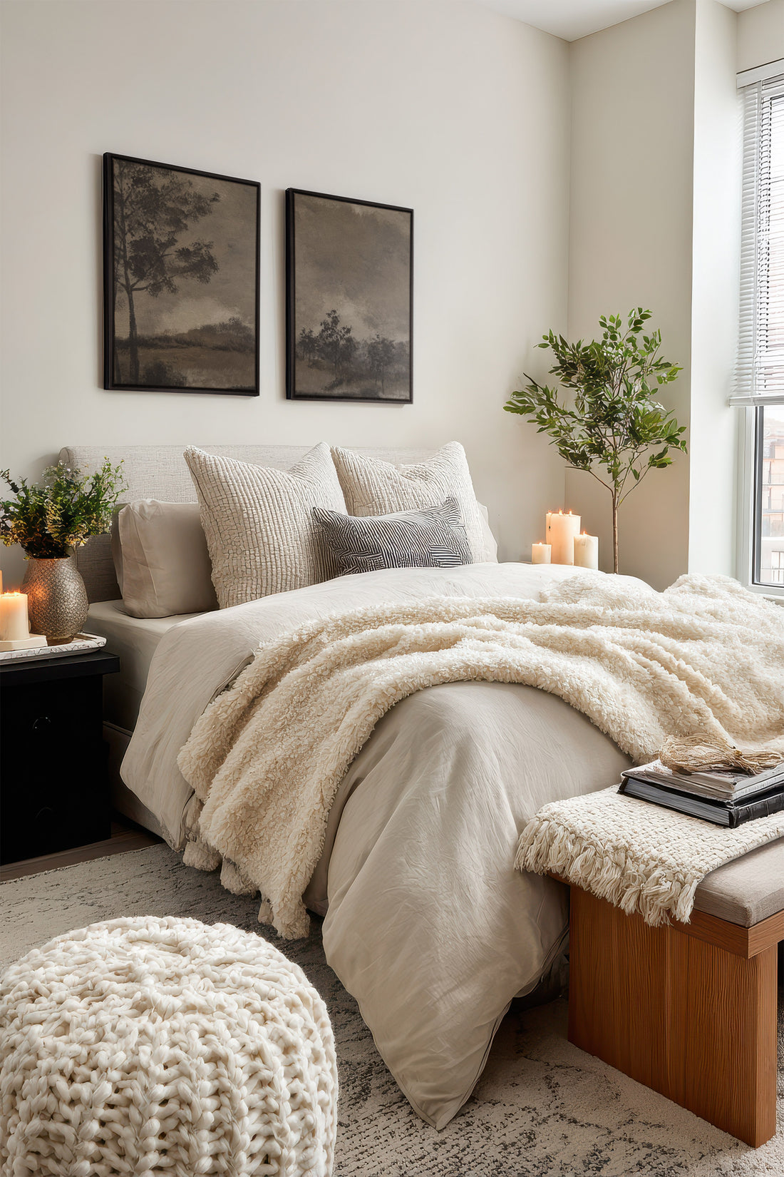 ASHEN GROVE DUO, 2 Works on stretched canvas, framed Black