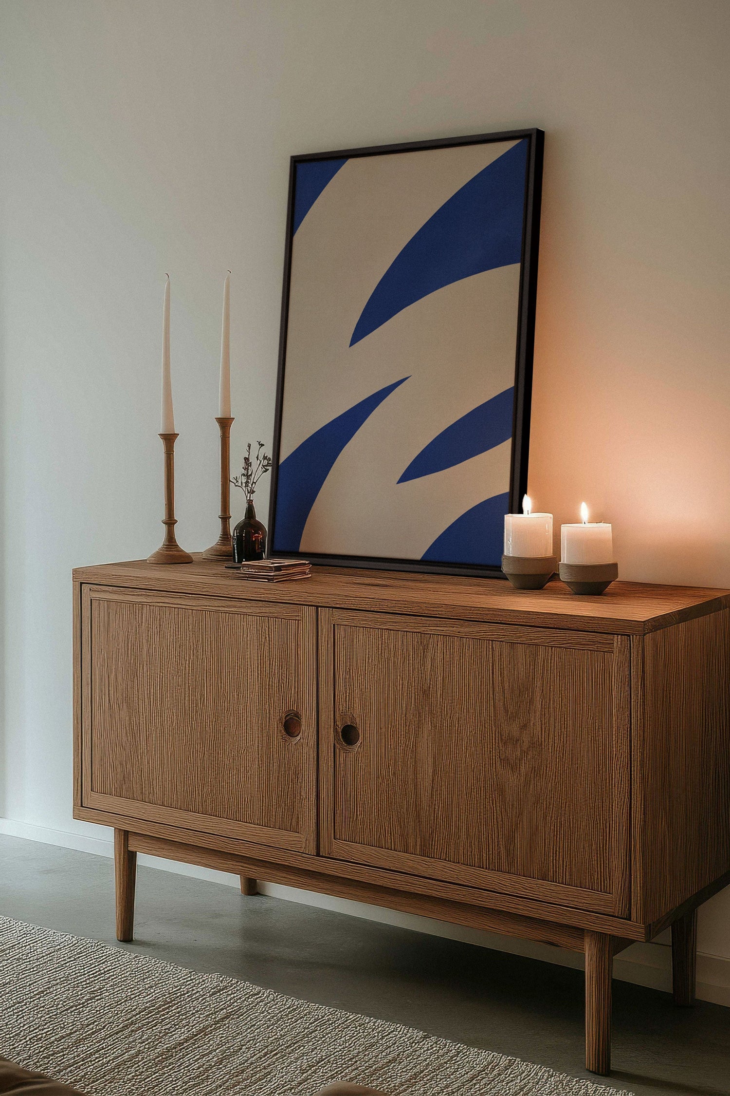 OLEKA CANVAS - COBALT FLOW, Oeuvre sur toile étirée, encadré Noir