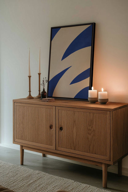 OLEKA CANVAS - COBALT FLOW, Oeuvre sur toile étirée, encadré Noir