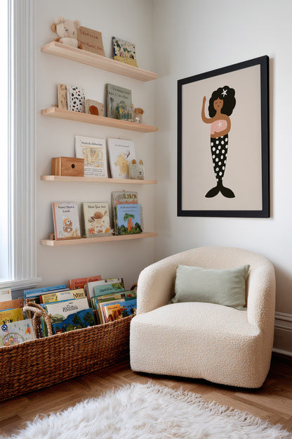 SIRÈNE ÉTOILÉE, Oeuvre sur toile rigide, encadré Noir