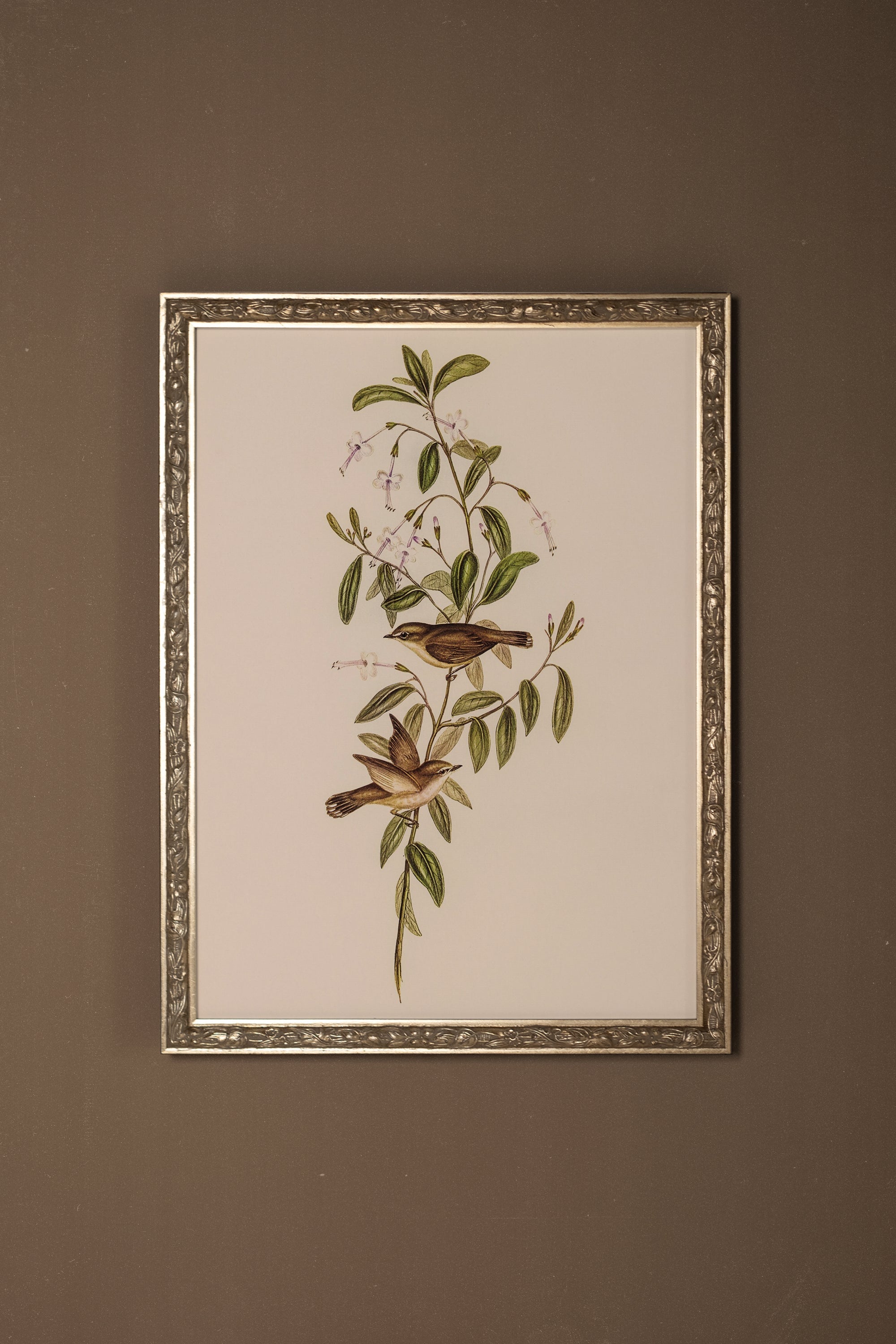 ÉVEIL PRINTANIER, Artwork on rigid canvas, framed Vintage Silver