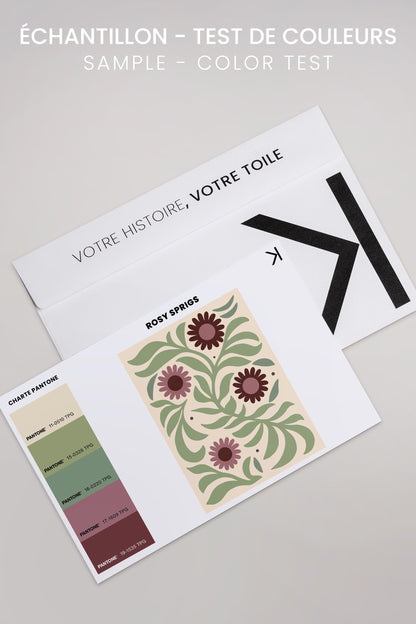 OLEKA CANVAS - ROSY SPRIGS, Oeuvre sur toile étirée, encadré Blanc