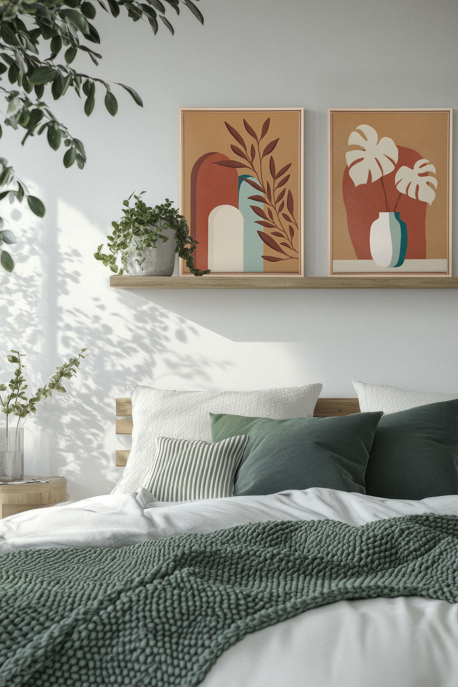 OLEKA CANVAS - TERRACOTTA OASIS, 2 Oeuvres sur toile étirée, encadré Naturel Clair