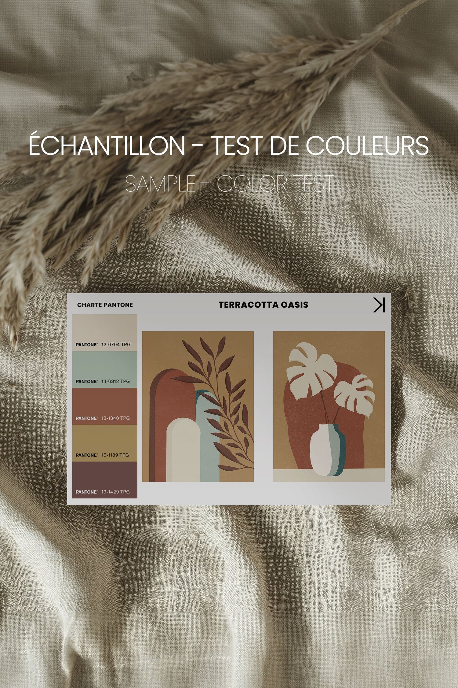 OLEKA CANVAS - TERRACOTTA OASIS, 2 Oeuvres sur toile étirée, encadré Blanc