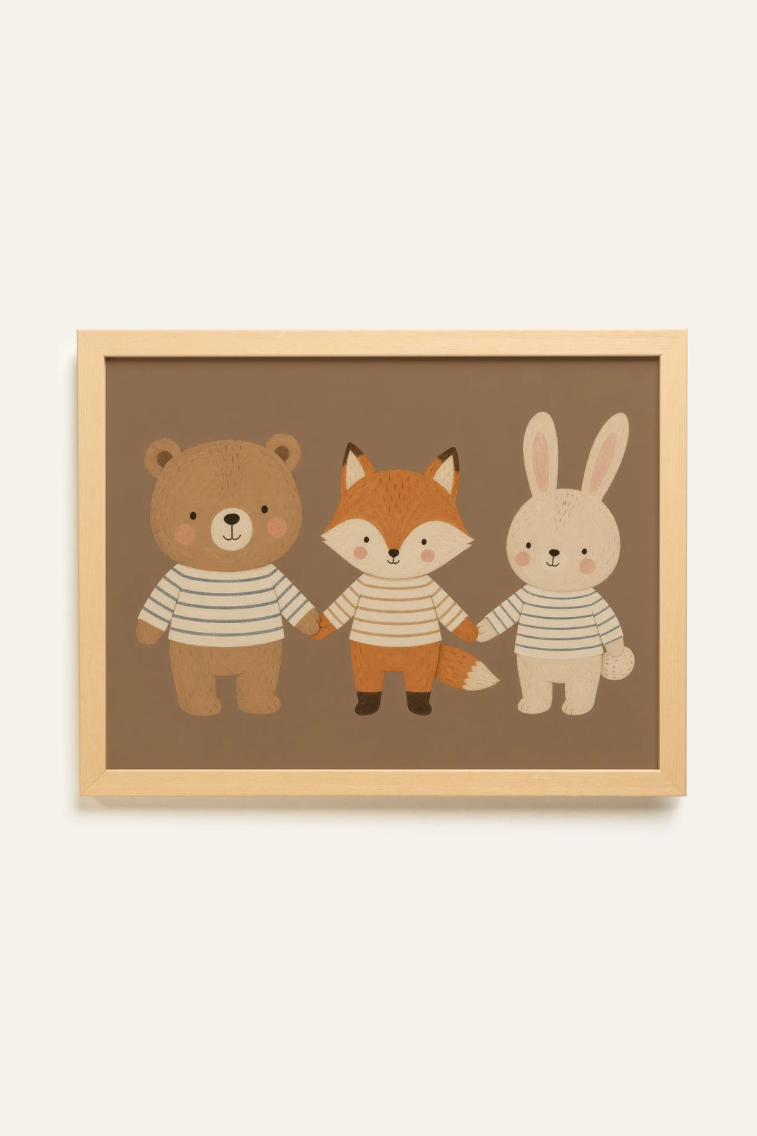 BEST FRIENDS TRIO, Oeuvre sur toile rigide, encadré Naturel Clair
