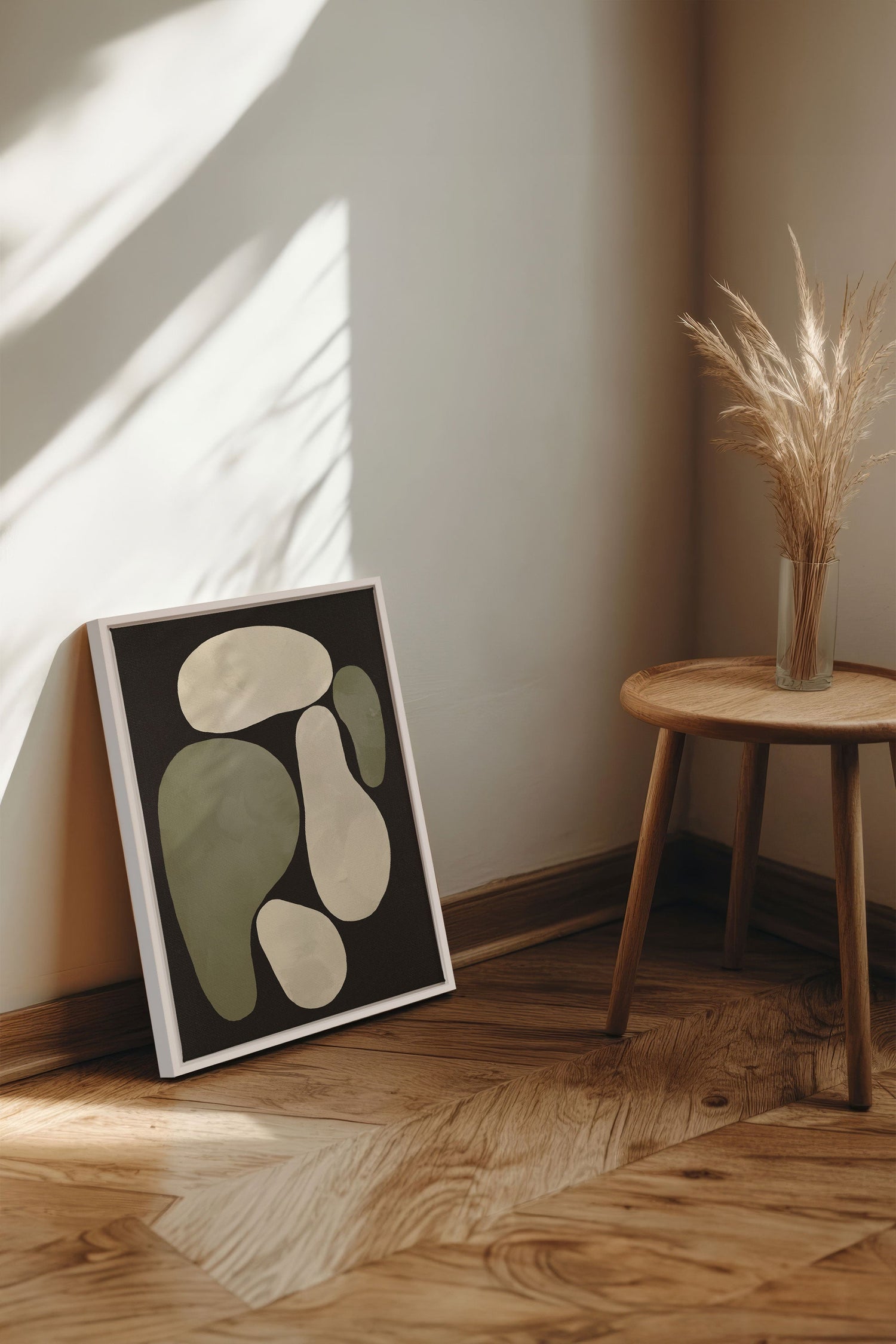 OLEKA CANVAS - ROCHES, Oeuvre sur toile étirée, encadré Blanc