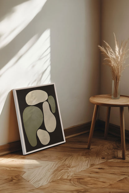 OLEKA CANVAS - ROCHES, Oeuvre sur toile étirée, encadré Blanc