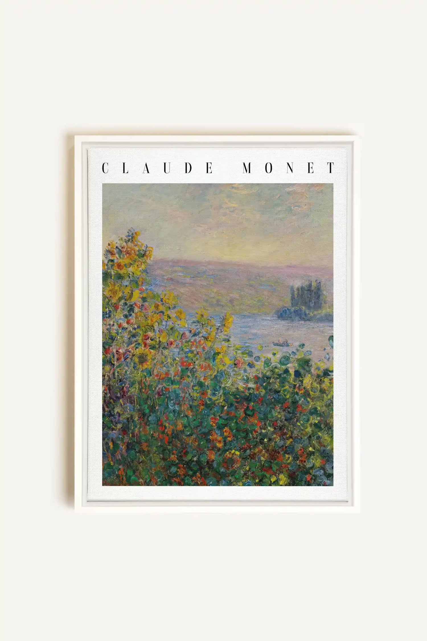 VUE DE JARDIN, Oeuvre sur toile étirée, encadré Blanc