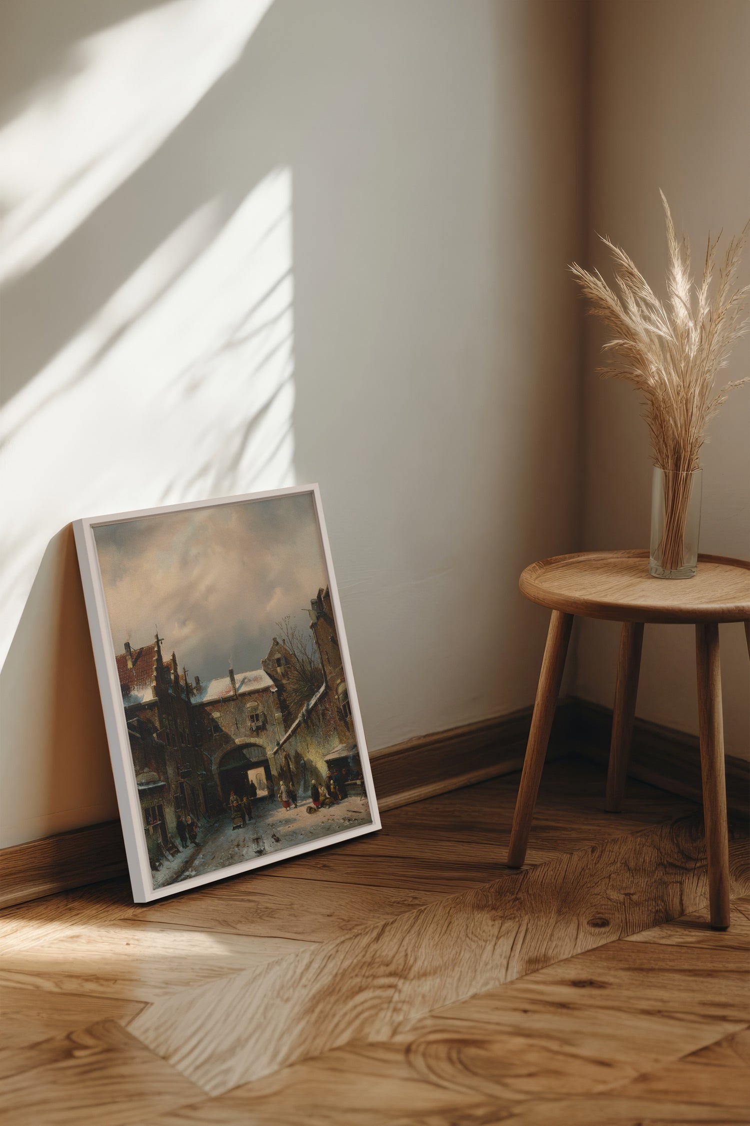 WINTER ALLEY, Oeuvre sur toile étirée, encadré Blanc