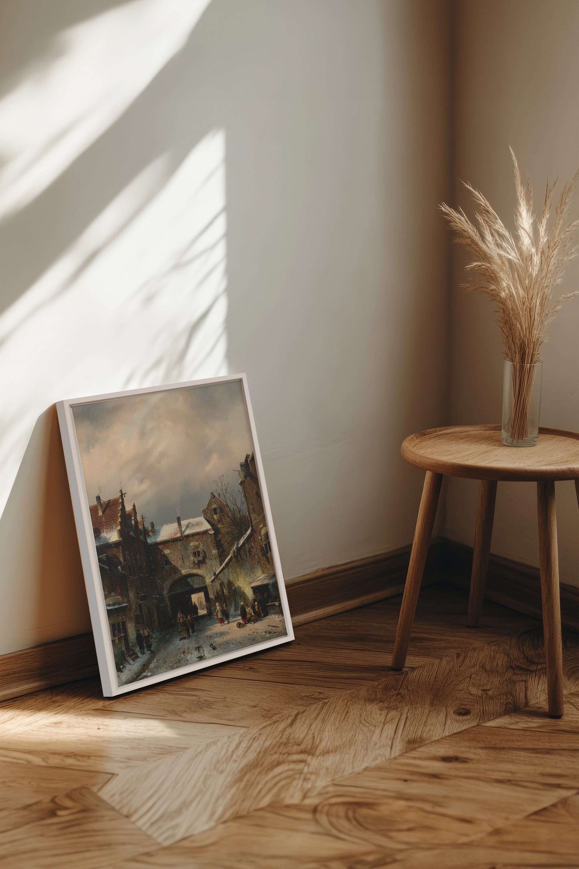 WINTER ALLEY, Oeuvre sur toile étirée, encadré Blanc