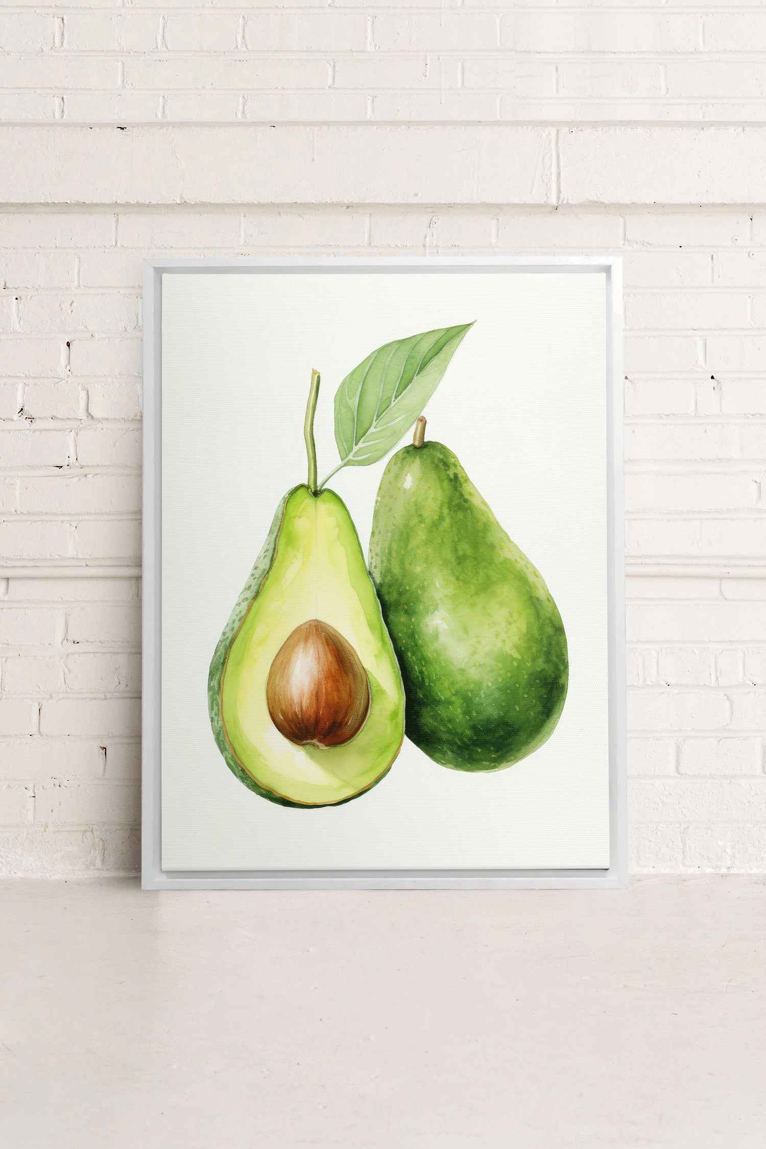 OLEKA CANVAS - AVOCADO, Oeuvre sur toile étirée, encadré Blanc