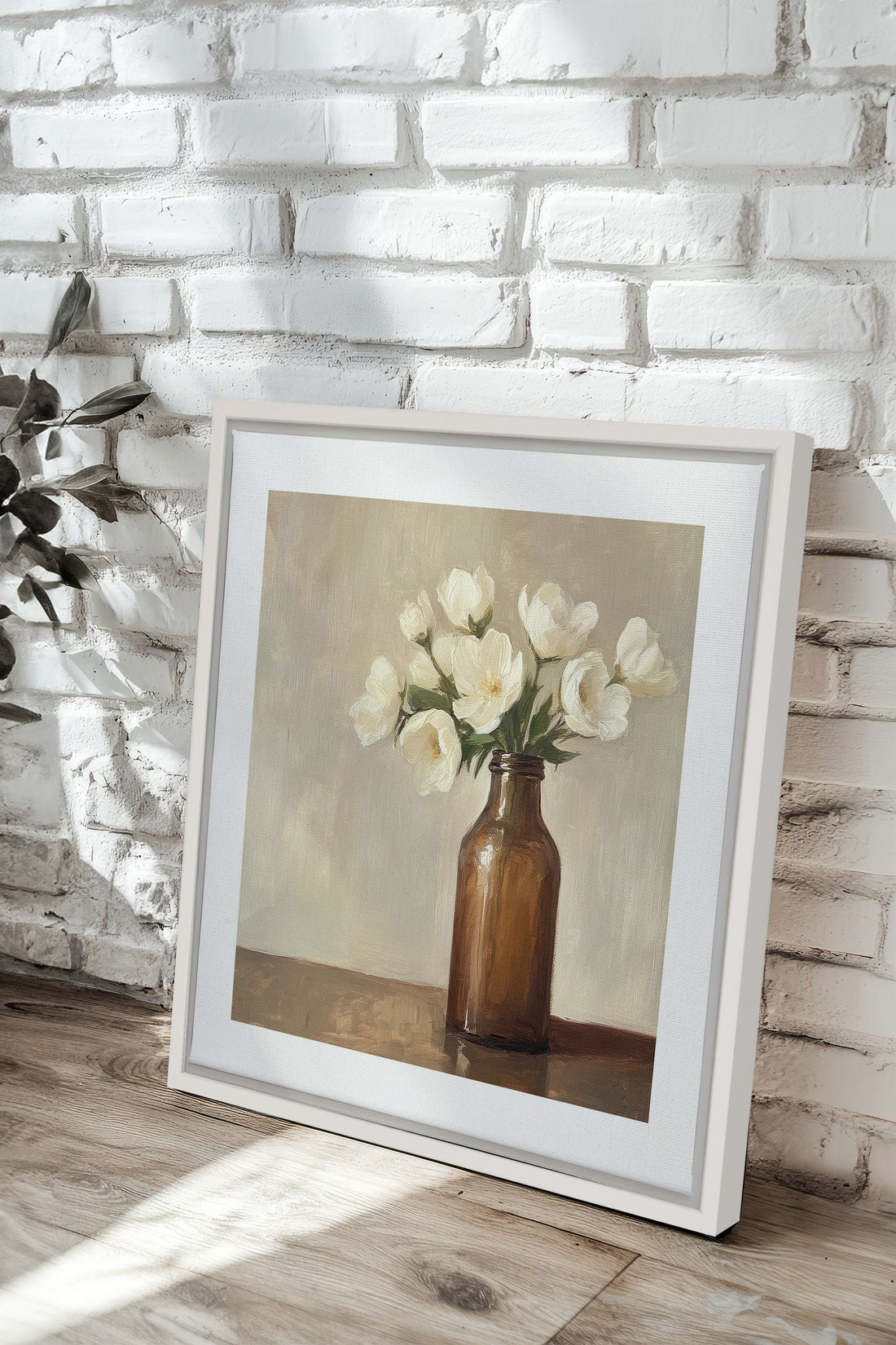 OLEKA CANVAS - DOUCEUR FANÉE, Oeuvre sur toile étirée, encadré Blanc