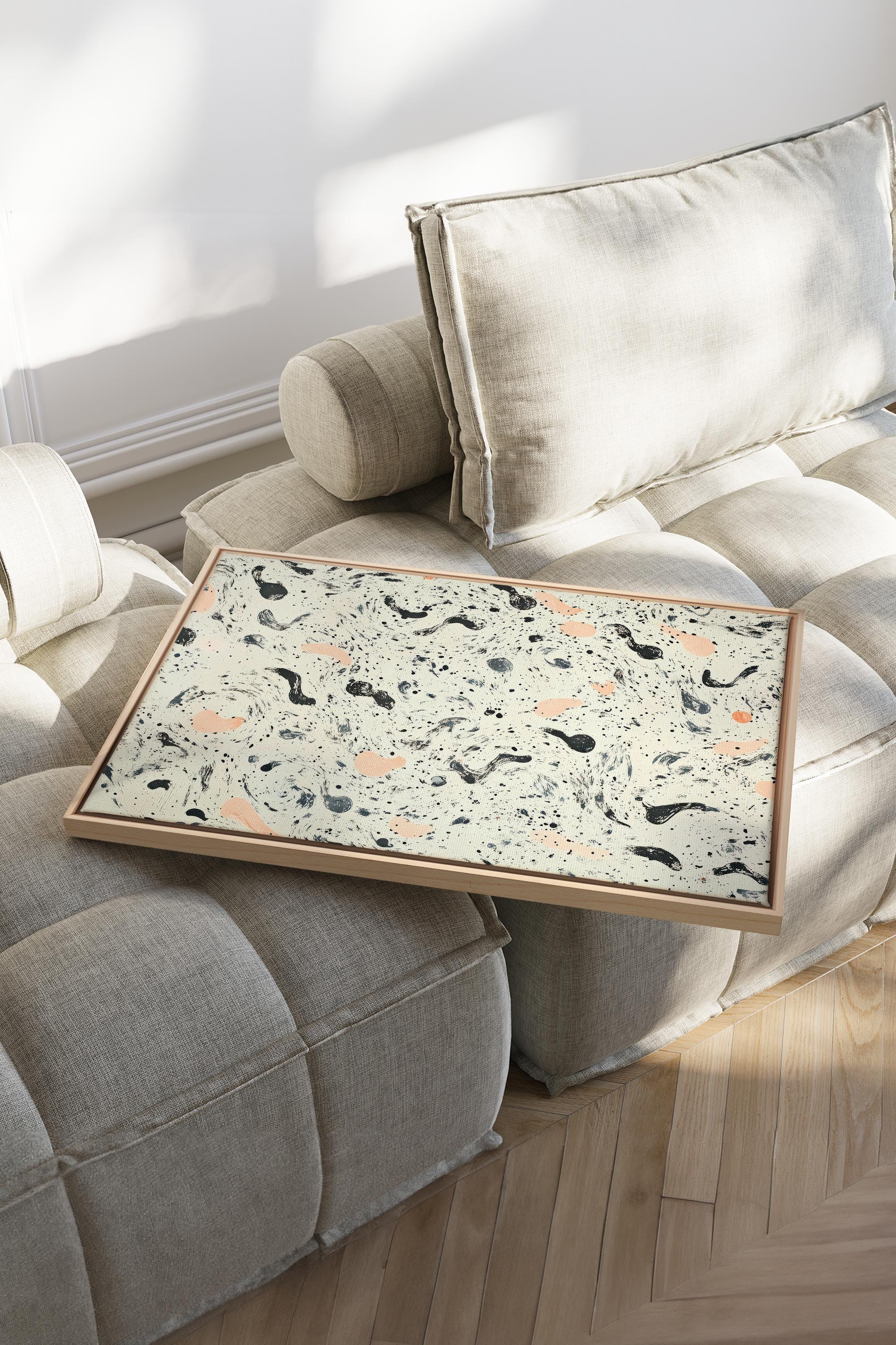 OLEKA CANVAS - ABSTRACT SPARKS, Oeuvre sur toile étirée, encadré Naturel Clair