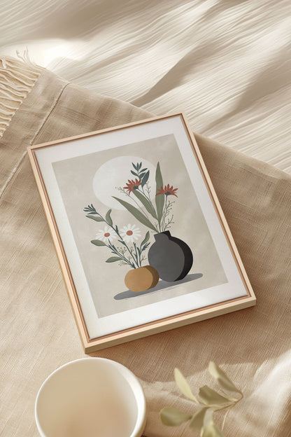 OLEKA CANVAS - SUNLIT BLOOMS, Oeuvre sur toile étirée, encadré Naturel Clair