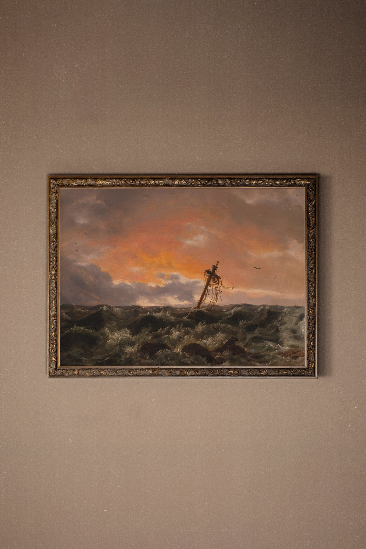 VESTIGE DES FLOTS, Oeuvre sur toile rigide, encadré Vintage Bronze