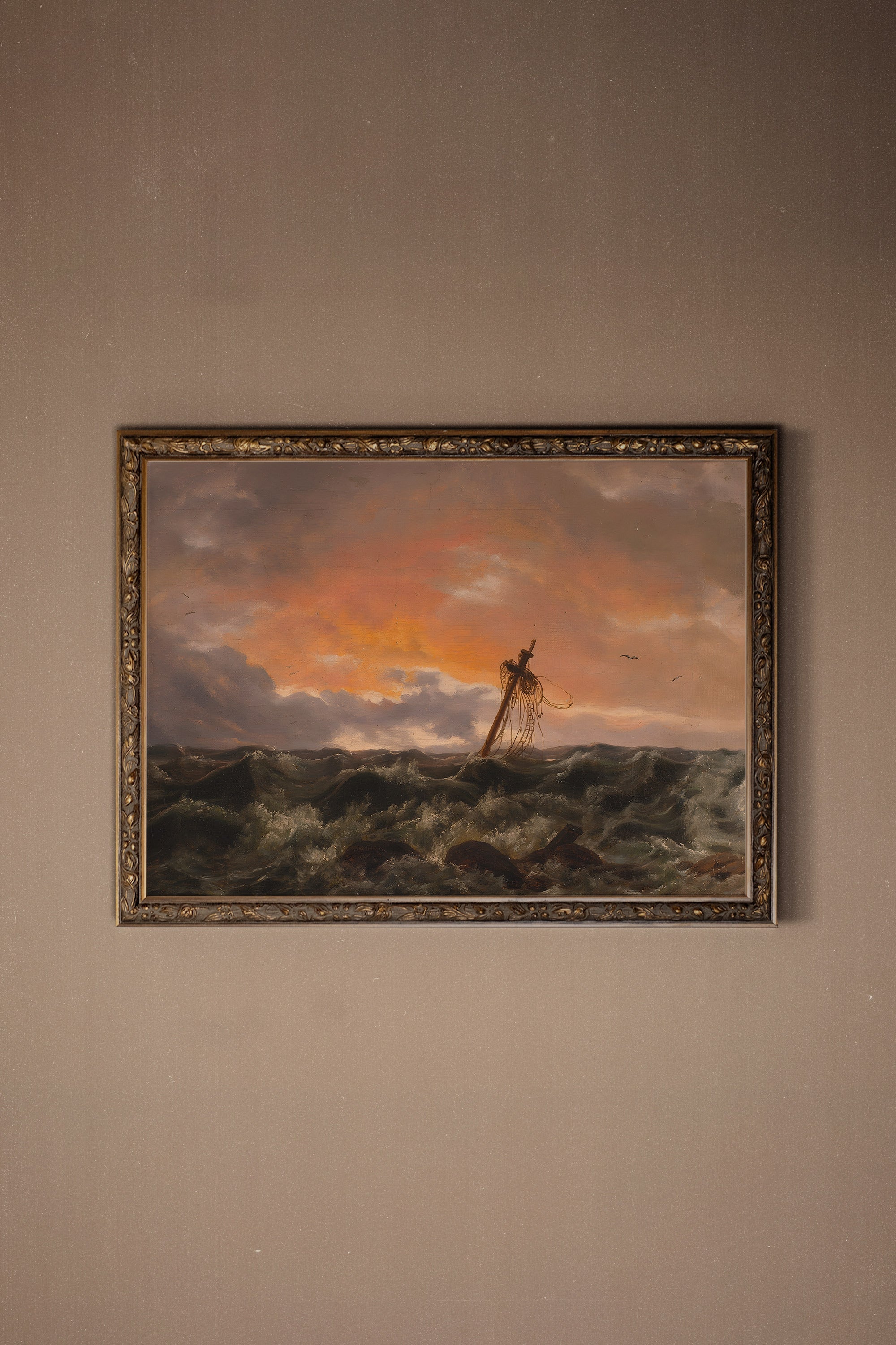 VESTIGE DES FLOTS, Oeuvre sur toile rigide, encadré Vintage Bronze