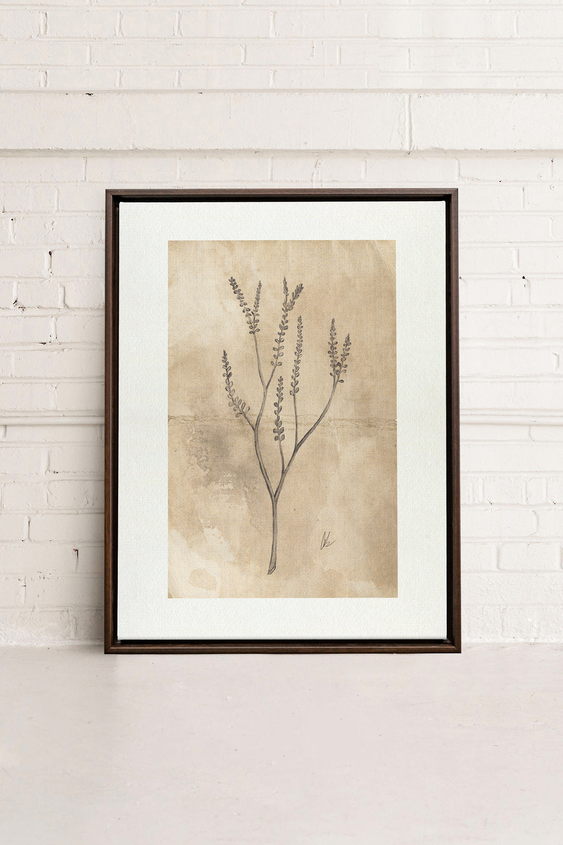 BLOOMING FLOWER II, Artwork on stretched canvas, framed in Walnut Brown