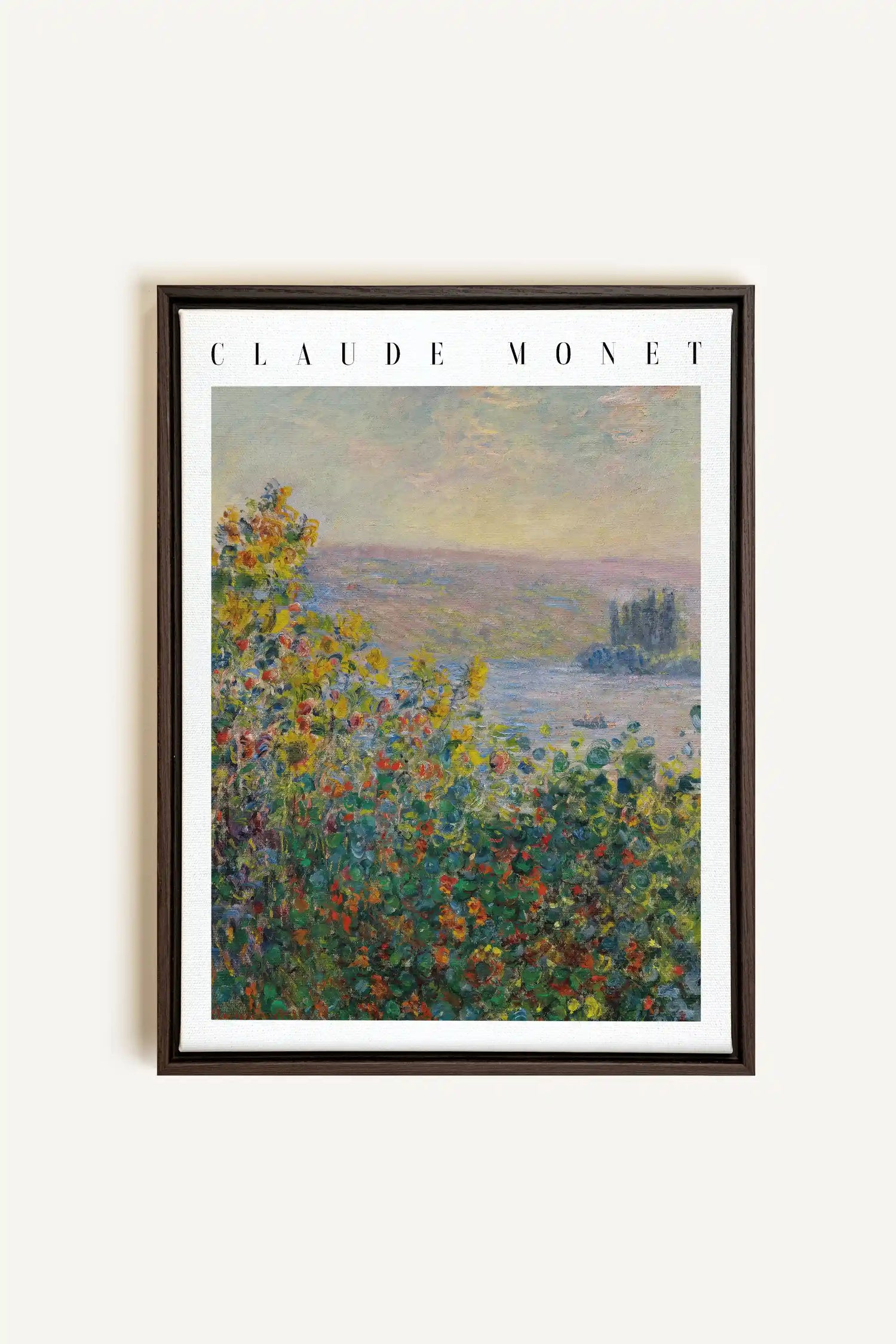 VUE DE JARDIN, Work on stretched canvas, framed Walnut Brown