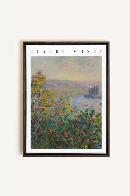 VUE DE JARDIN, Work on stretched canvas, framed Walnut Brown