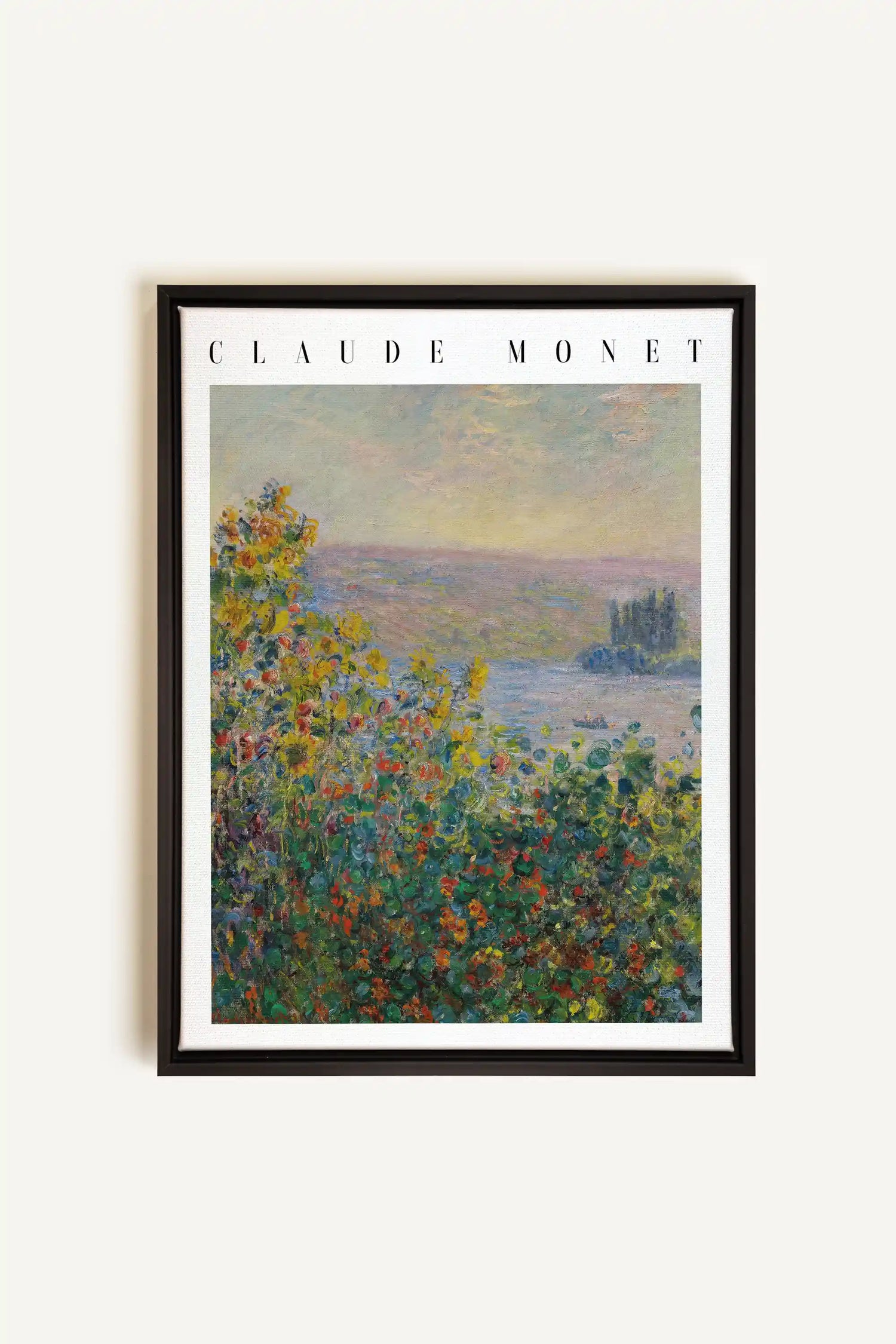VUE DE JARDIN, Oeuvre sur toile étirée, encadré Noir
