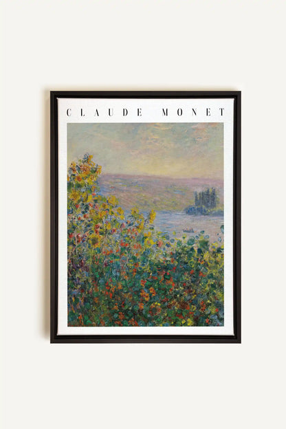 VUE DE JARDIN, Oeuvre sur toile étirée, encadré Noir
