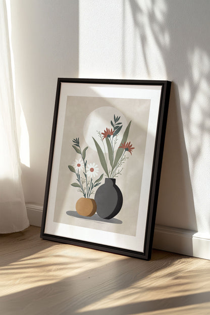 OLEKA CANVAS - SUNLIT BLOOMS, Oeuvre sur toile étirée, encadré Noir