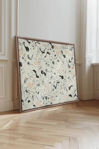 OLEKA CANVAS - ABSTRACT SPARKS, Oeuvre sur toile étirée, encadré Brun Chêne