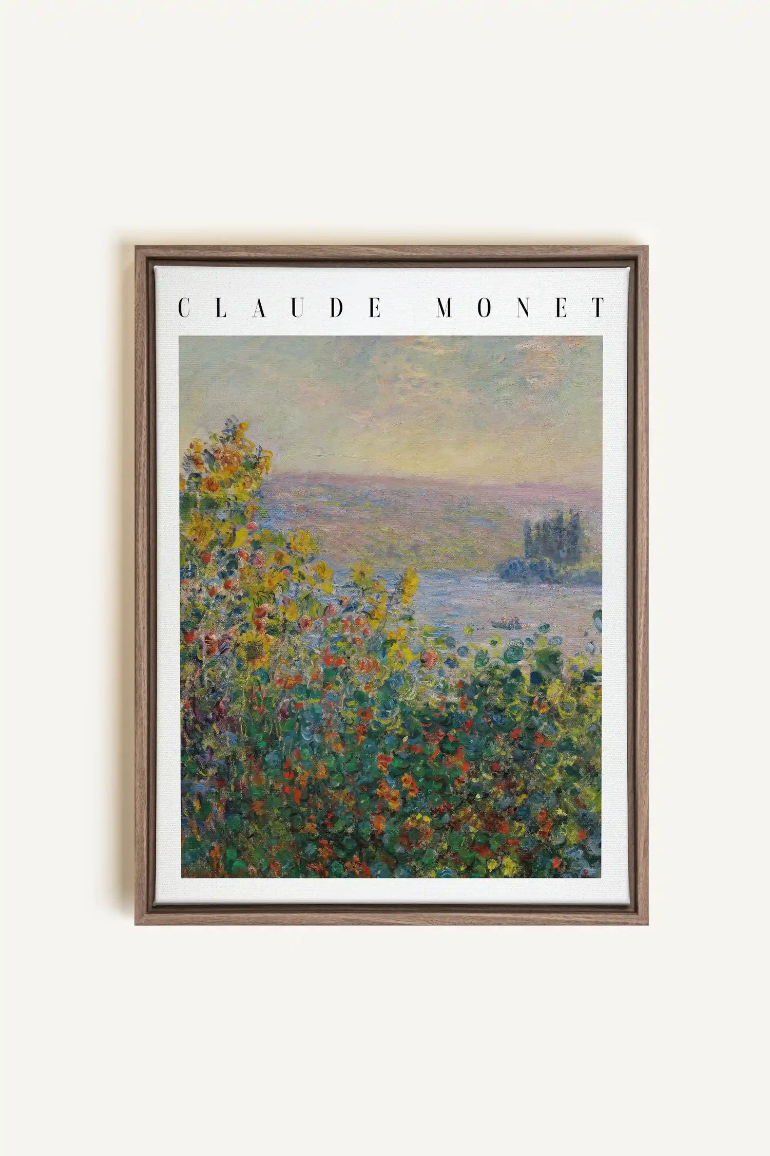 VUE DE JARDIN, Oeuvre sur toile étirée, encadré Brun Chêne