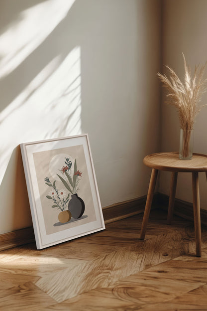 OLEKA CANVAS - SUNLIT BLOOMS, Oeuvre sur toile étirée, encadré Blanc