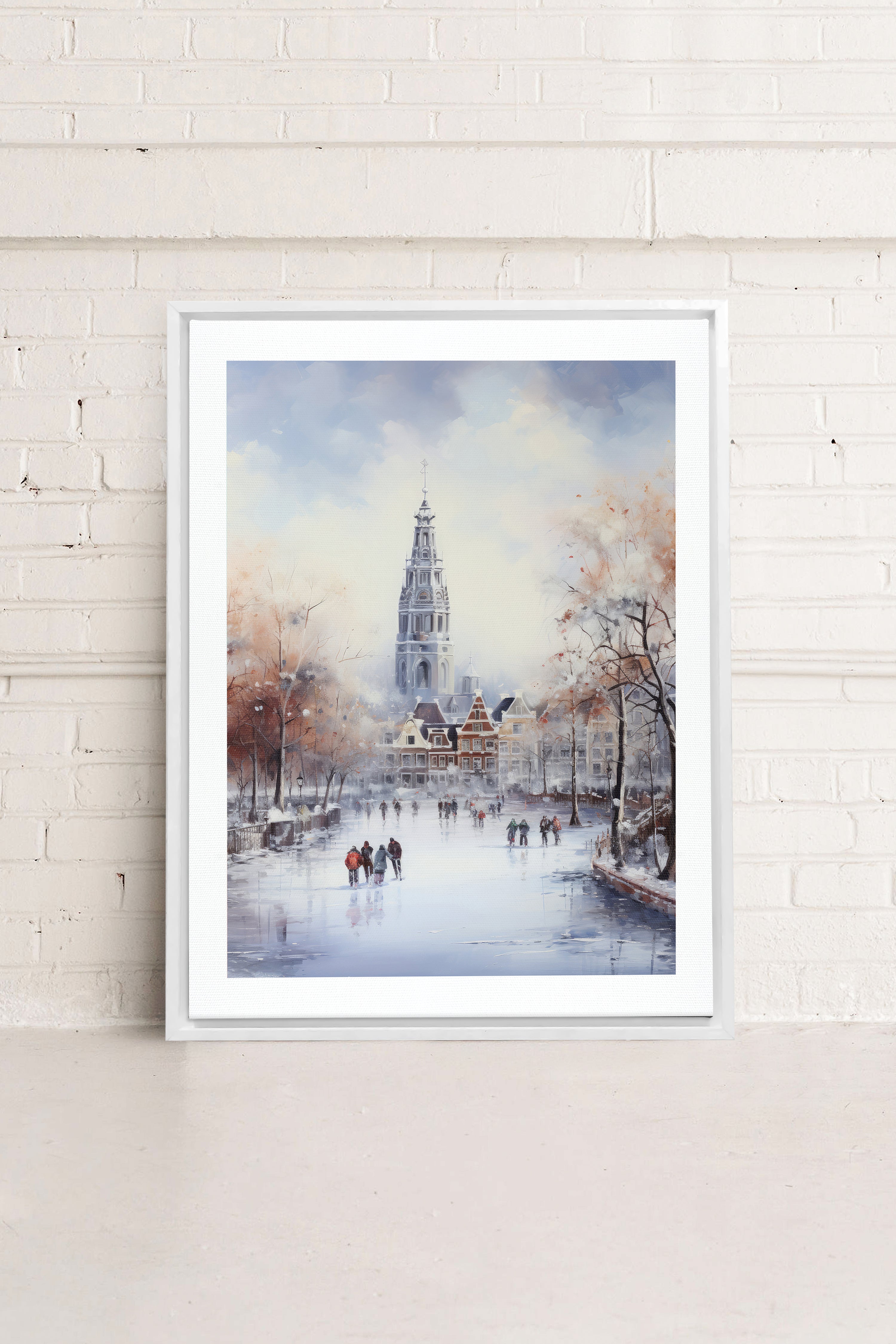 OLEKA CANVAS - Azure Rink, Oeuvre sur toile étirée, encadré Blanc