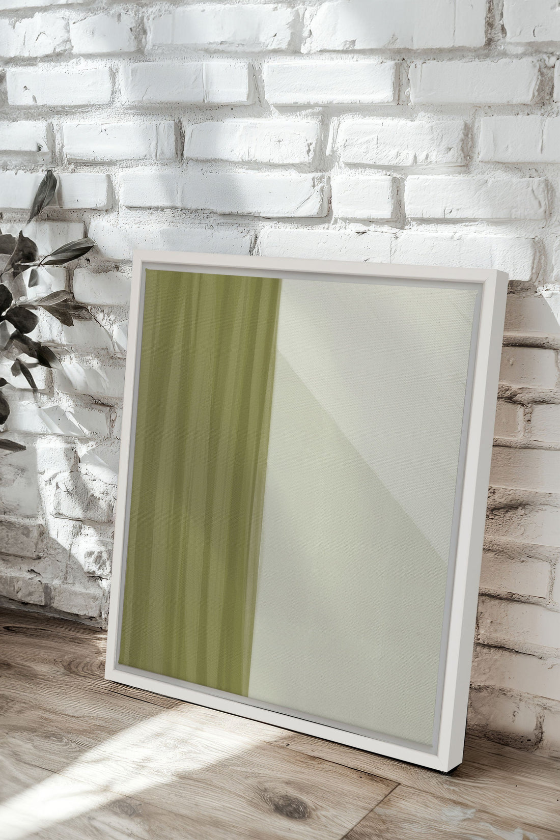 OLEKA CANVAS - VERDANT FLOW, Oeuvre sur toile étirée, encadré Blanc