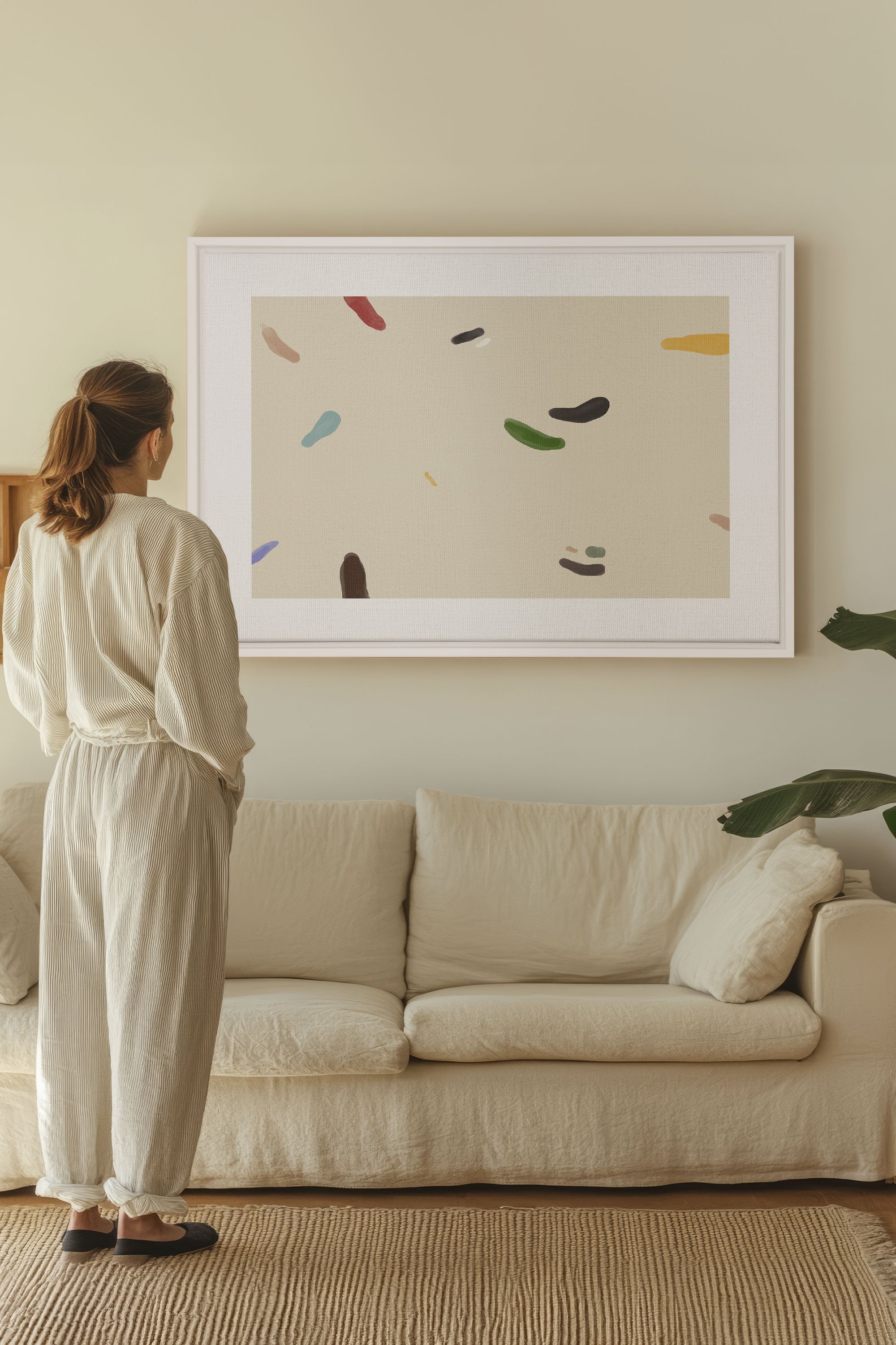 OLEKA CANVAS - WATERCOLOR DRIFT, Oeuvre sur toile étirée, encadré Blanc