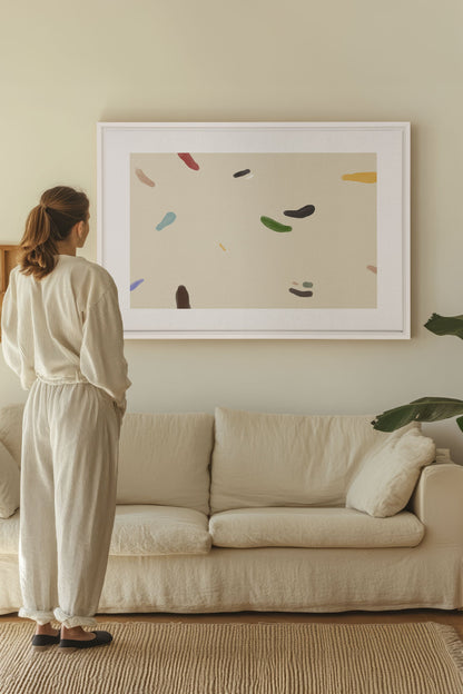 OLEKA CANVAS - WATERCOLOR DRIFT, Oeuvre sur toile étirée, encadré Blanc