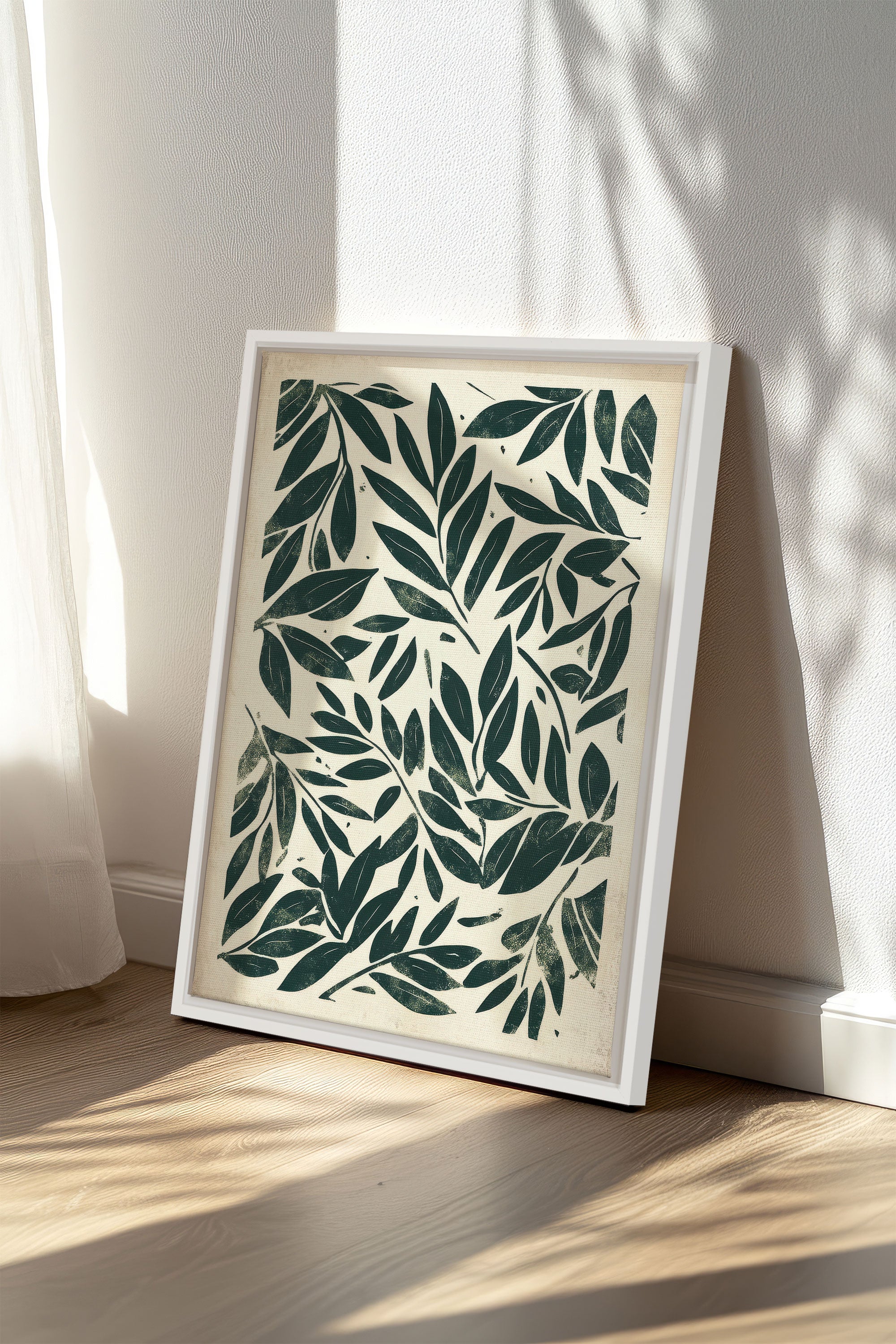 OLEKA CANVAS - HERITAGE GREENERY, Oeuvre sur toile étirée, encadré Blanc