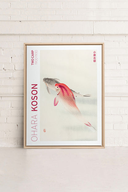 TWO CARP, Artwork on stretched canvas, framed Natural Light