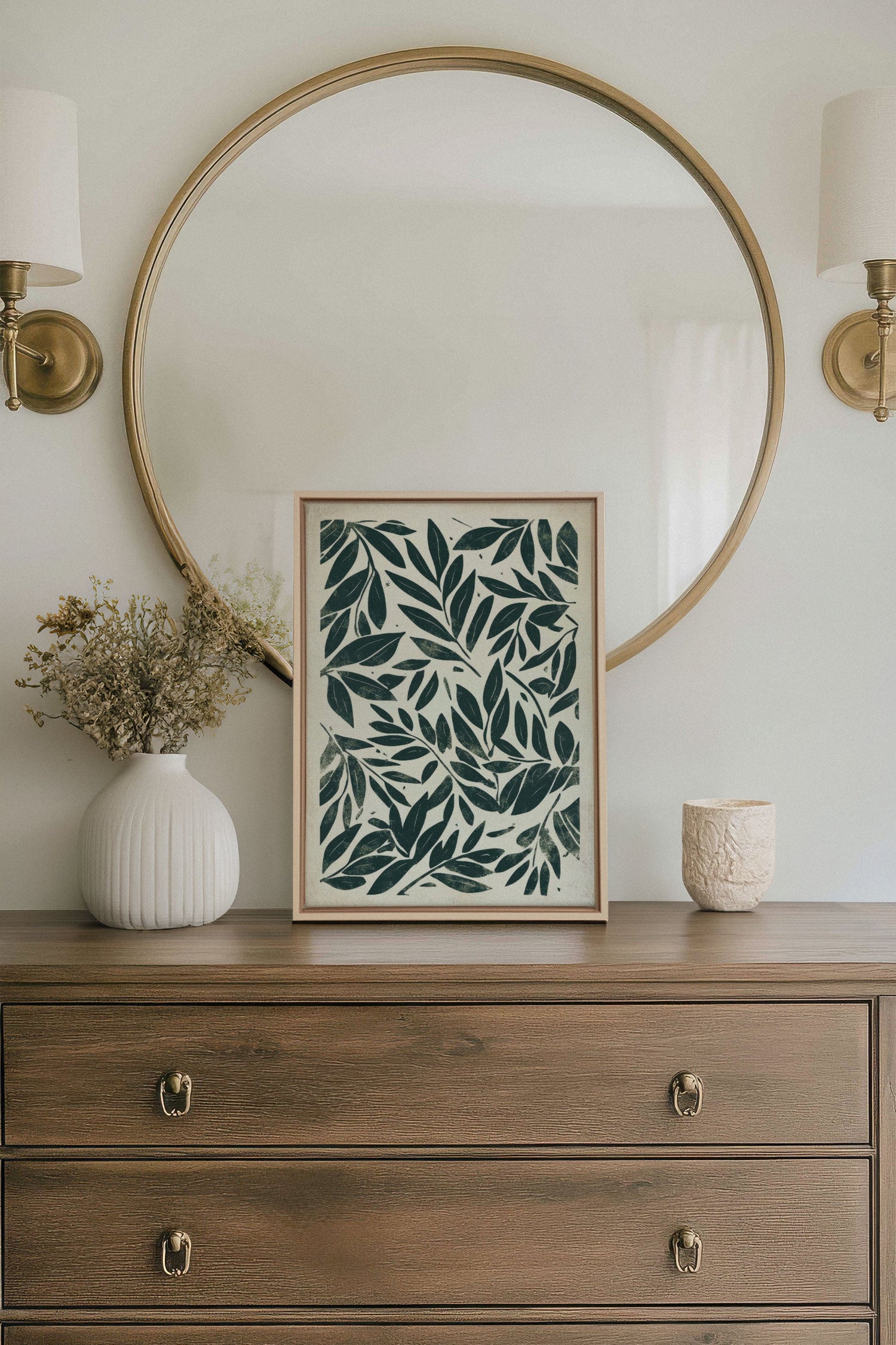 OLEKA CANVAS - HERITAGE GREENERY, Oeuvre sur toile étirée, encadré Naturel Clair