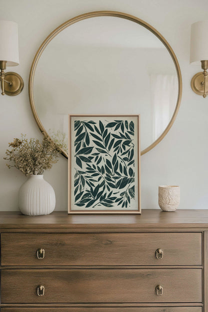 OLEKA CANVAS - HERITAGE GREENERY, Oeuvre sur toile étirée, encadré Naturel Clair