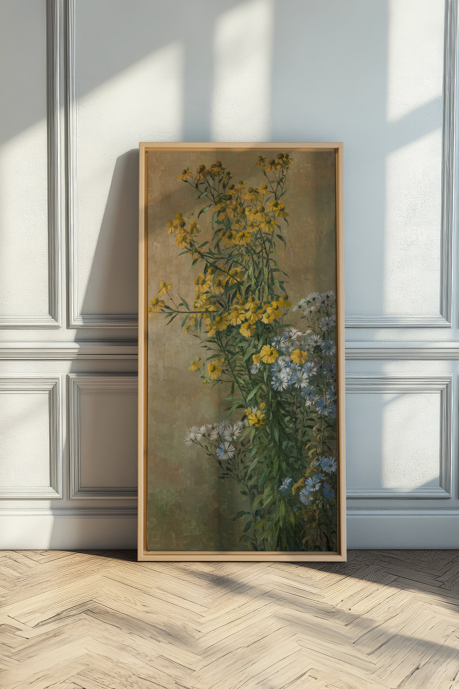 OR DES CHAMPS, Oeuvre sur toile étirée, encadré Naturel Clair